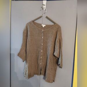 Casual Brown Button-Down Shirt for Women